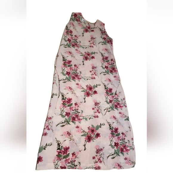 T.R. Bentley Dresses & Skirts - Vtg Y2K  Long Sleeveless Tie Back Pink Floral Dress *Read Measurements *
